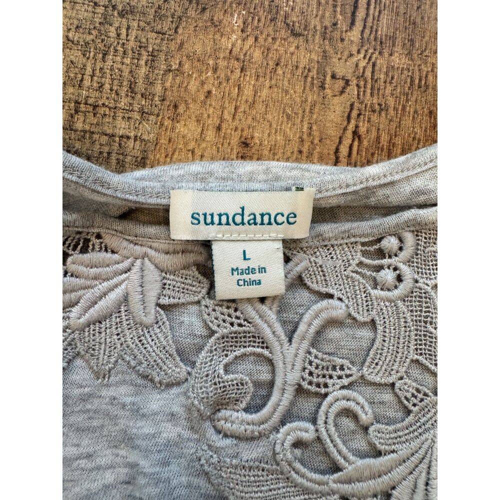 Sundance Lovelier Days Heather Grey Crochet Lace Detailing Long Sleeves Large - Picture 6 of 9